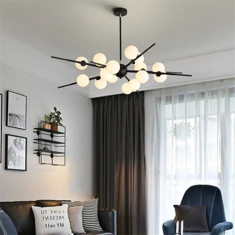 Modern gold led glass ball pendant light for dining room
