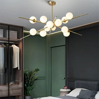Modern gold led glass ball pendant light for dining room