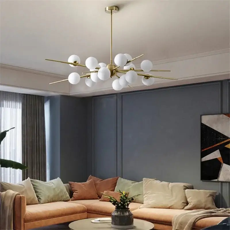 Modern gold led glass ball pendant light for dining room