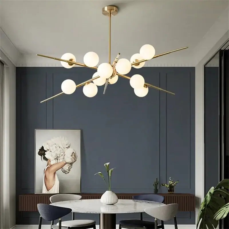 Modern gold led glass ball pendant light for dining room