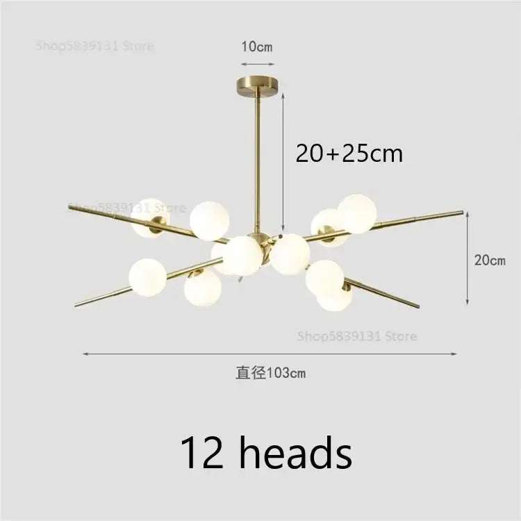Modern gold led glass ball pendant light for dining room