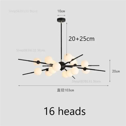 Modern gold led glass ball pendant light for dining room