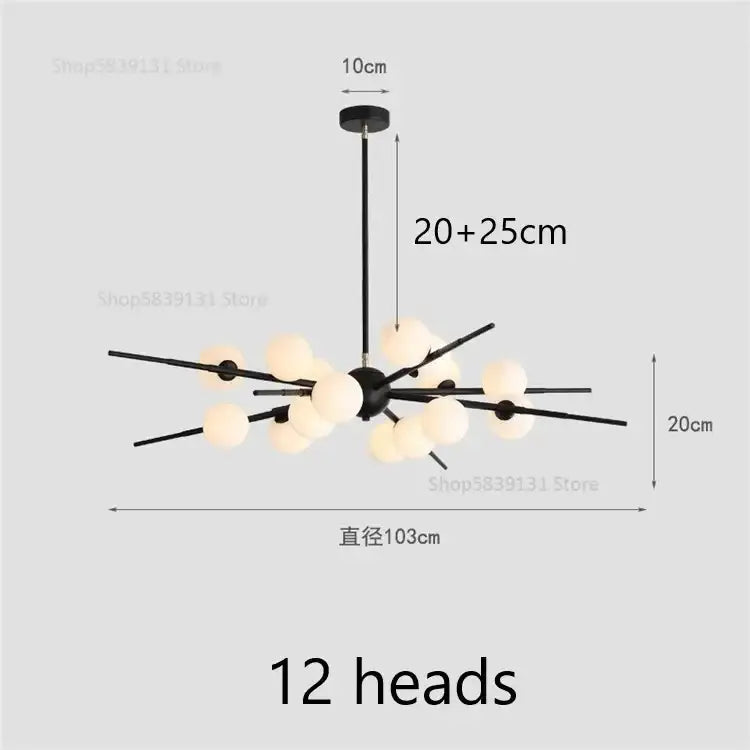 Modern gold led glass ball pendant light for dining room