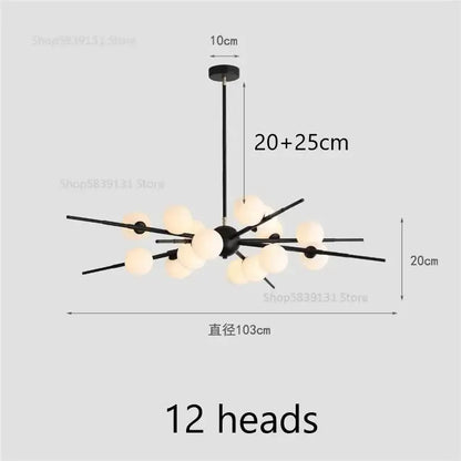 Modern gold led glass ball pendant light for dining room