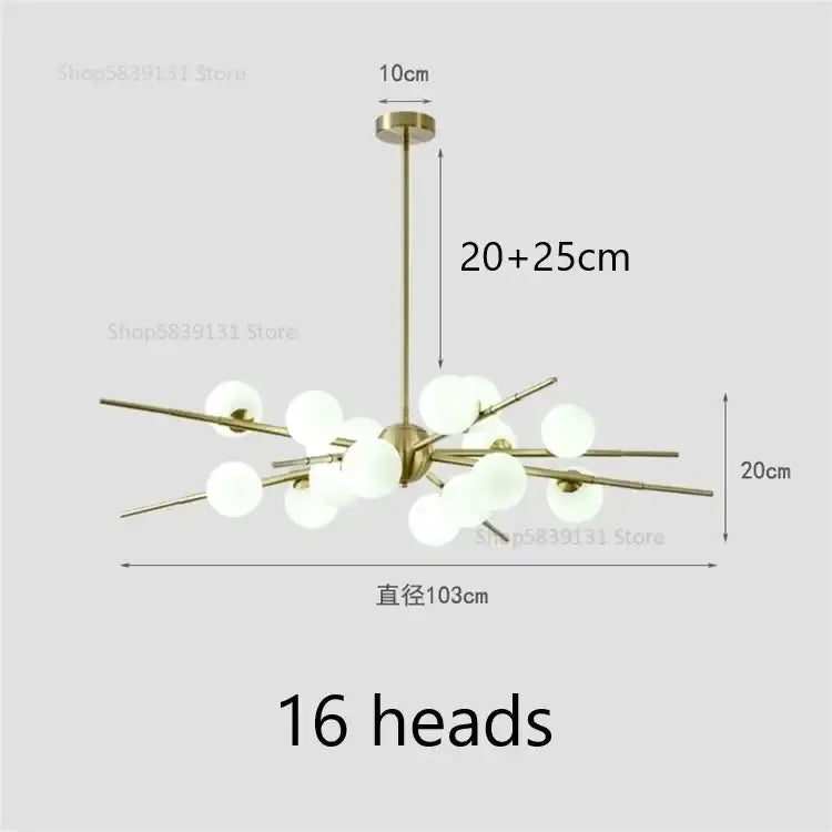 Modern gold led glass ball pendant light for dining room