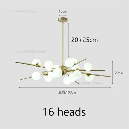 Modern gold led glass ball pendant light for dining room