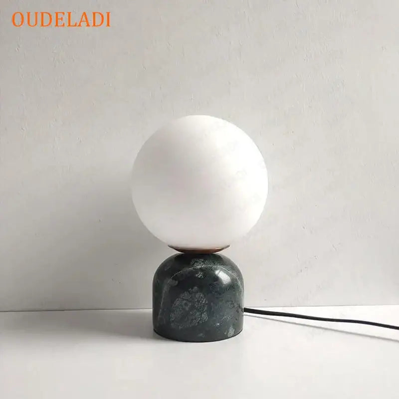 Green marble glass ball table lamp bedroom lighting set of 2