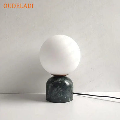 Green marble glass ball table lamp bedroom lighting set of 2
