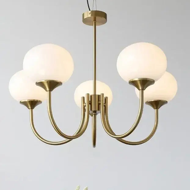 Modern pink & milky white led glass balls chandelier bedroom light