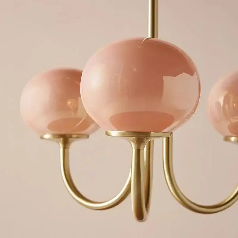 Modern pink & milky white led glass balls chandelier bedroom light