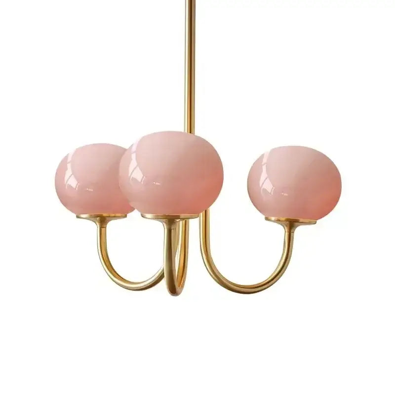 Modern pink & milky white led glass balls chandelier bedroom light
