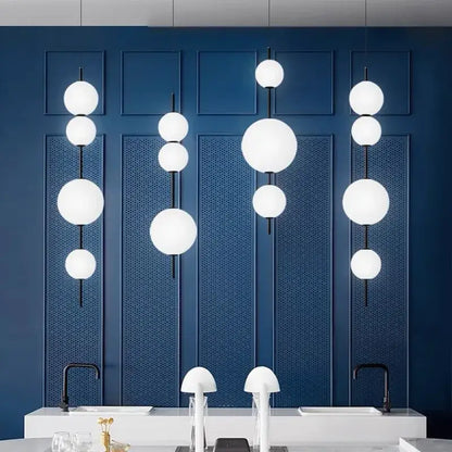 Modern white and black glass beads pendant chandelier dining room