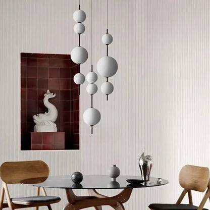 Modern white glass beads pendant chandelier for dining room