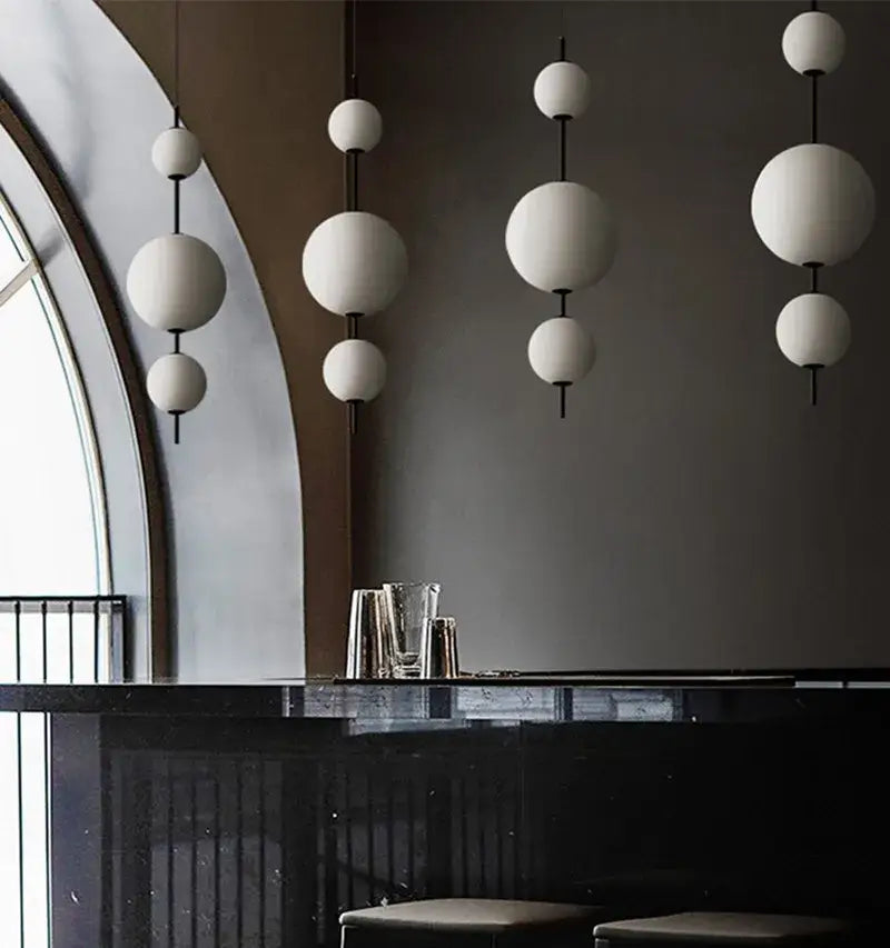 Modern white glass beads pendant chandelier for dining room