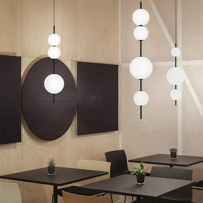 Modern white glass beads pendant chandelier for dining room