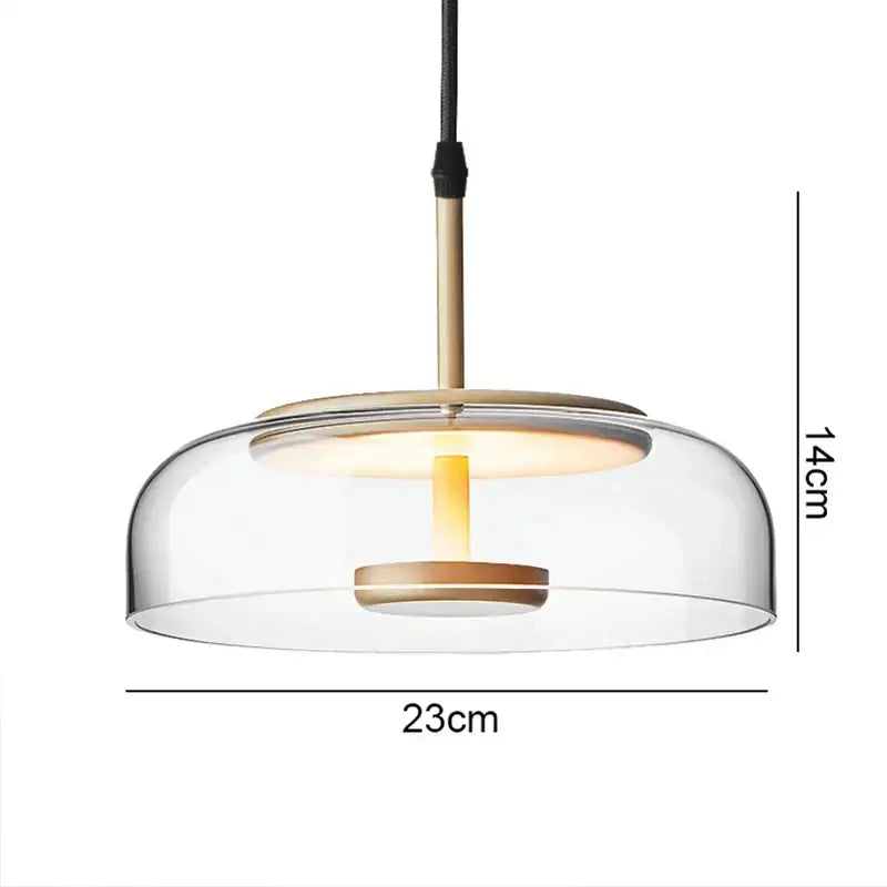 Modern gold smoked led glass bowl pendant light dining room