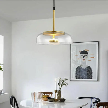 Modern gold smoked led glass bowl pendant light dining room