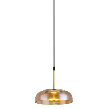Modern gold smoked led glass bowl pendant light dining room
