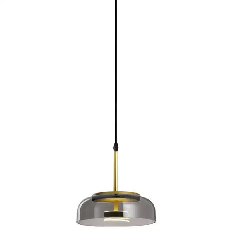 Modern gold smoked led glass bowl pendant light dining room