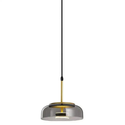 Modern gold smoked led glass bowl pendant light dining room