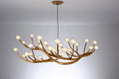 Bronze branch glass bubble chandelier dining room led glass light