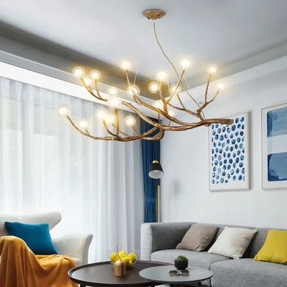 Bronze branch glass bubble chandelier dining room led glass light