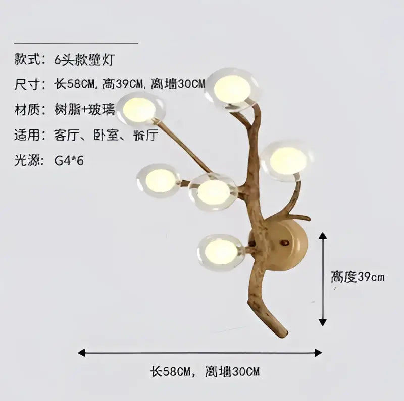 Bronze branch glass bubble chandelier dining room led glass light