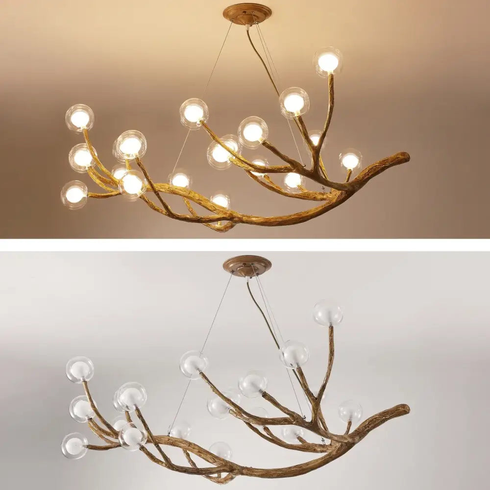 Bronze branch glass bubble chandelier dining room led glass light
