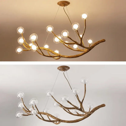 Bronze branch glass bubble chandelier dining room led glass light