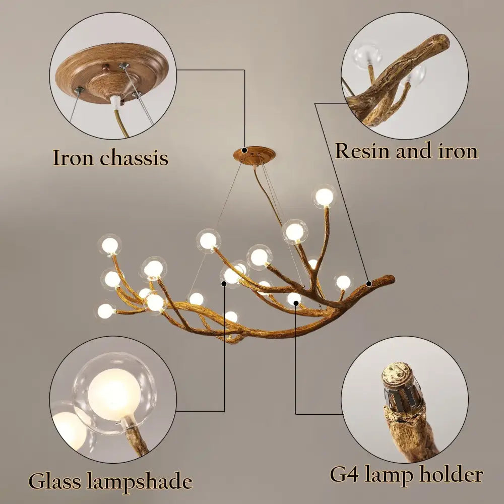 Bronze branch glass bubble chandelier dining room led glass light