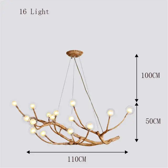 Bronze branch glass bubble chandelier dining room led glass light