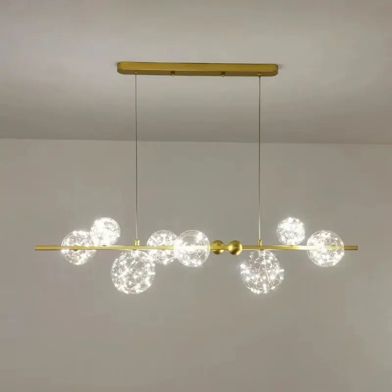 Modern gold & black led glass bulb pendant light dining room