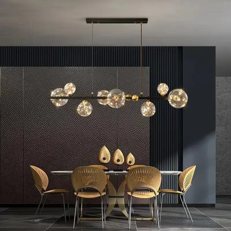Modern gold & black led glass bulb pendant light dining room