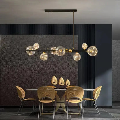 Modern gold & black led glass bulb pendant light dining room