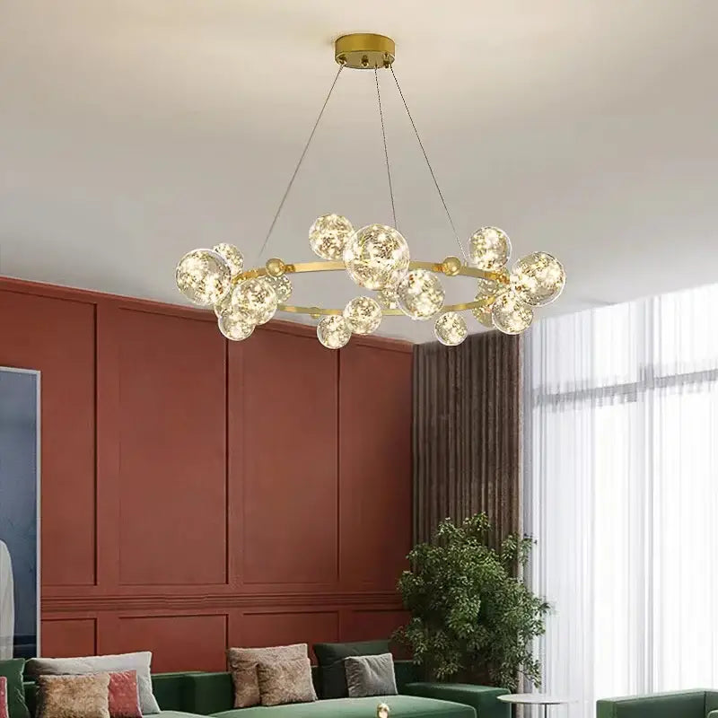 Modern gold & black led glass bulb pendant light dining room