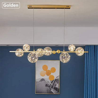 Modern gold & black led glass bulb pendant light dining room