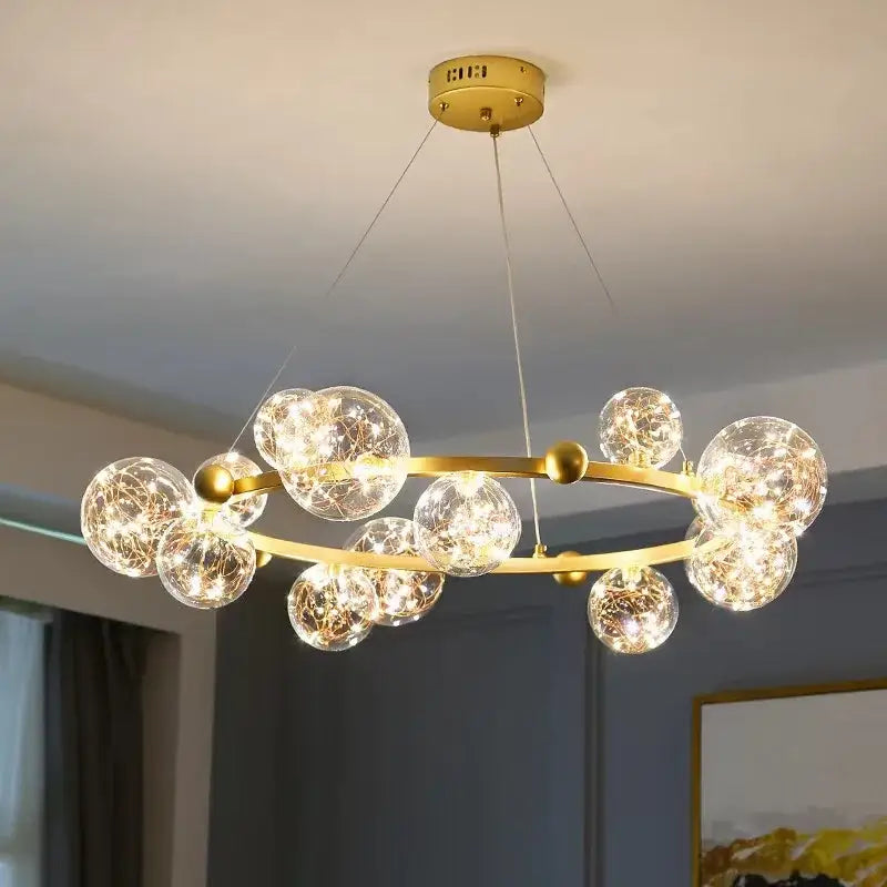Modern gold & black led glass bulb pendant light dining room