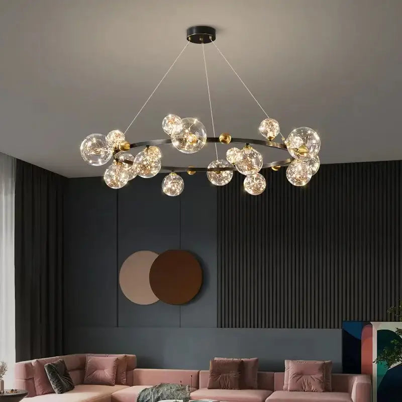 Modern gold & black led glass bulb pendant light dining room