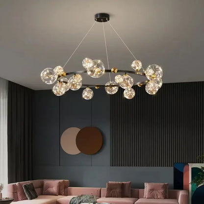 Modern gold & black led glass bulb pendant light dining room