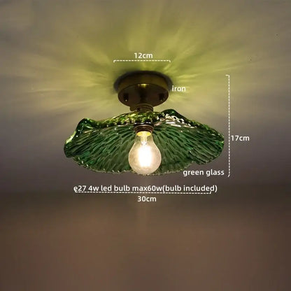 Vintage brass and textured glass ceiling lamp bedroom light