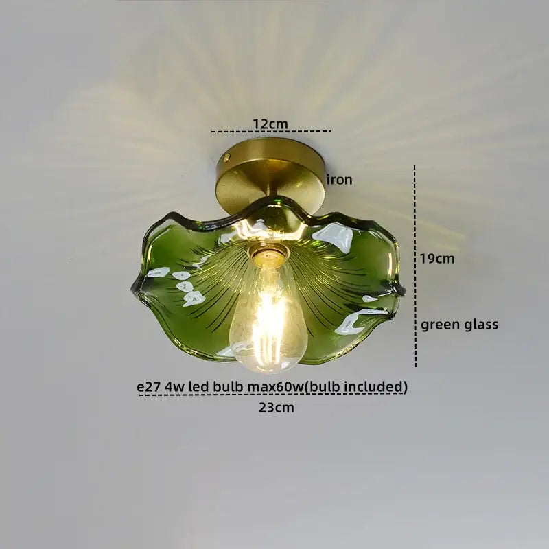 Vintage brass and textured glass ceiling lamp bedroom light