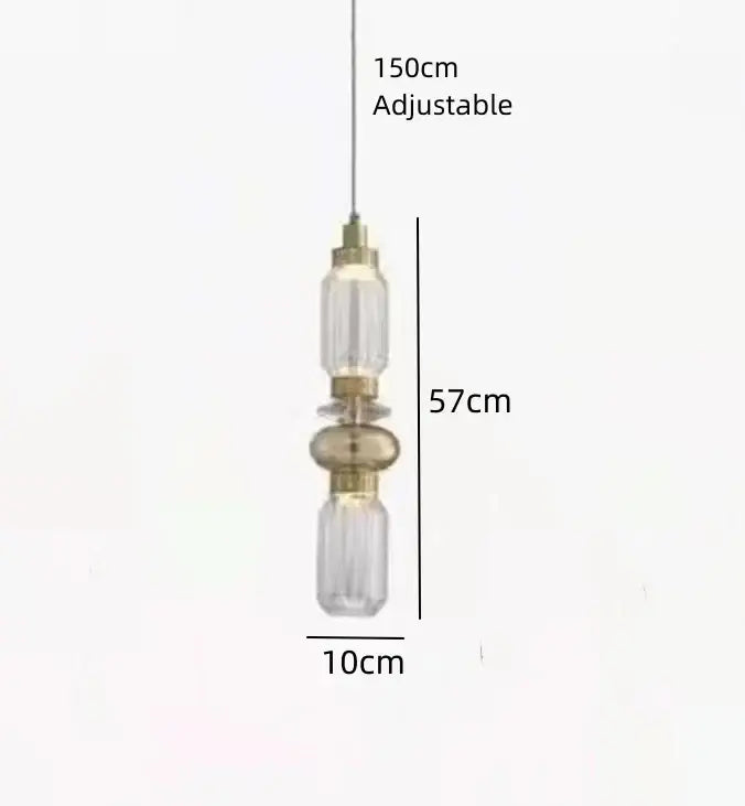 Modern clear & amber glass chandelier dining room brass light