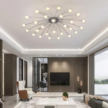 Modern chrome led glass chandelier living room starburst light