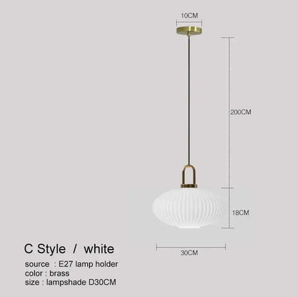 Modern ribbed led glass chandelier dining room brass pendant light
