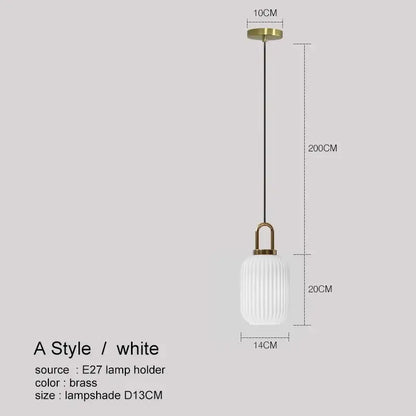 Modern ribbed led glass chandelier dining room brass pendant light