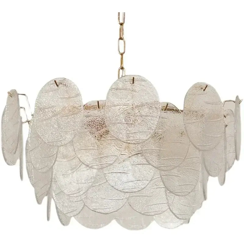 Modern scalloped led glass chandelier dining room gold light fixture
