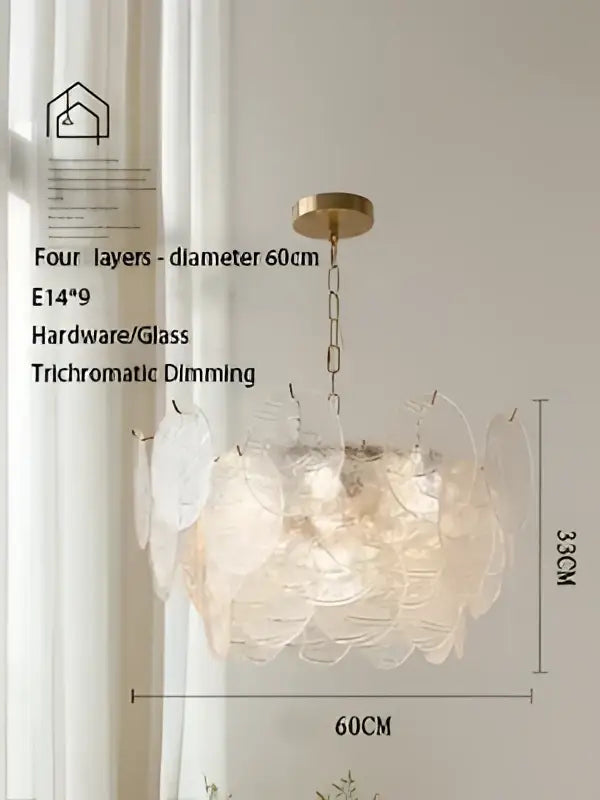 Modern scalloped led glass chandelier dining room gold light fixture