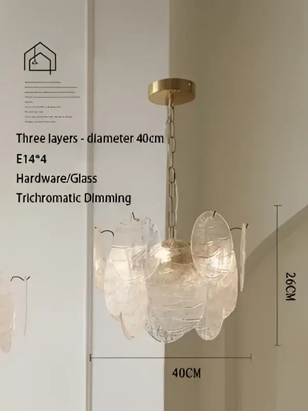 Modern scalloped led glass chandelier dining room gold light fixture