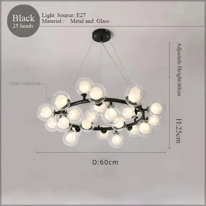Modern gold led glass chandelier cluster pendant lamp dining room