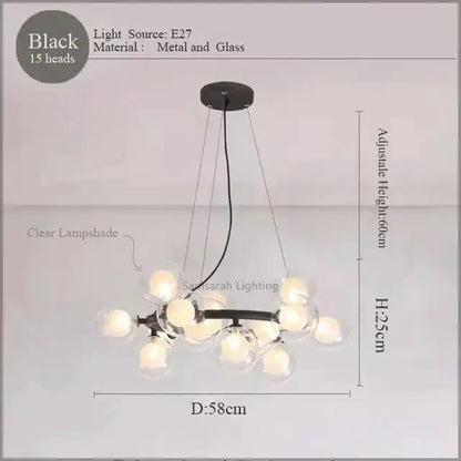 Modern gold led glass chandelier cluster pendant lamp dining room